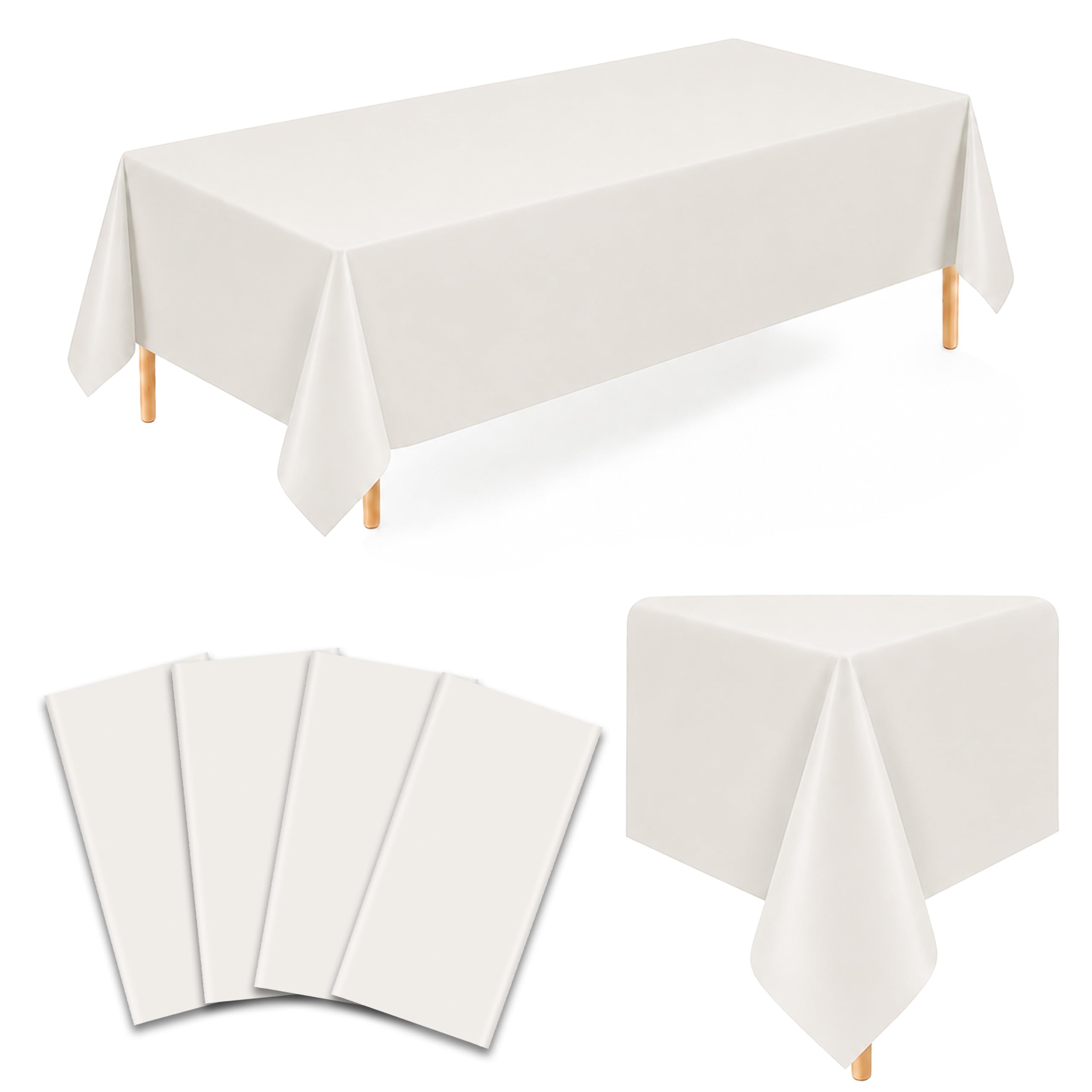 4 Pack Light Greige Plastic Tablecloths, 54 x 110 Inch Disposable Covers