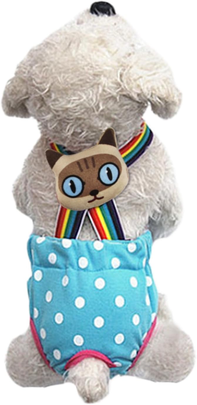 BAO CORE Pets Dog's Season Heat Pants Lovely Floral Dots Hygiene Sanitary Nappy Diaper Pants With Braces Teddy Puppy Dogs Period Nappies for Small Medium Dogs, Sky Blue, M, Brooch Free Send