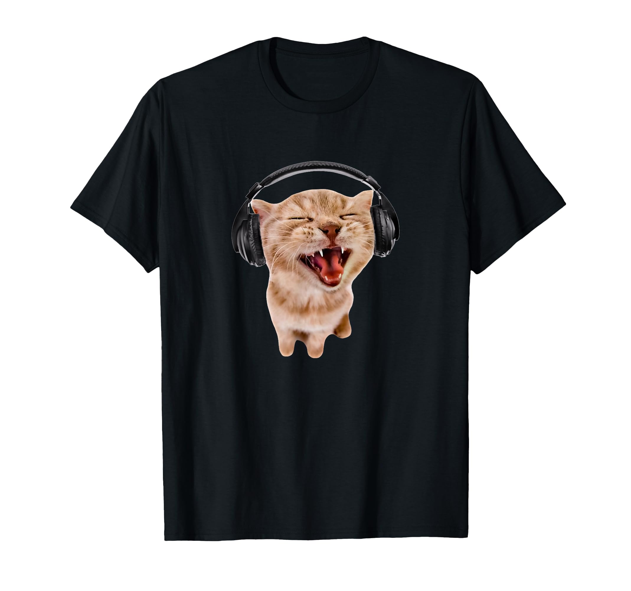 Silly Cat with Headphones T-Shirt