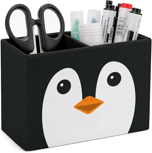 Niapessel Portalápices para escritorio, bonito soporte para bolígrafo de cara de pingüino, organizador de bolígrafos de escritorio, organizador de
