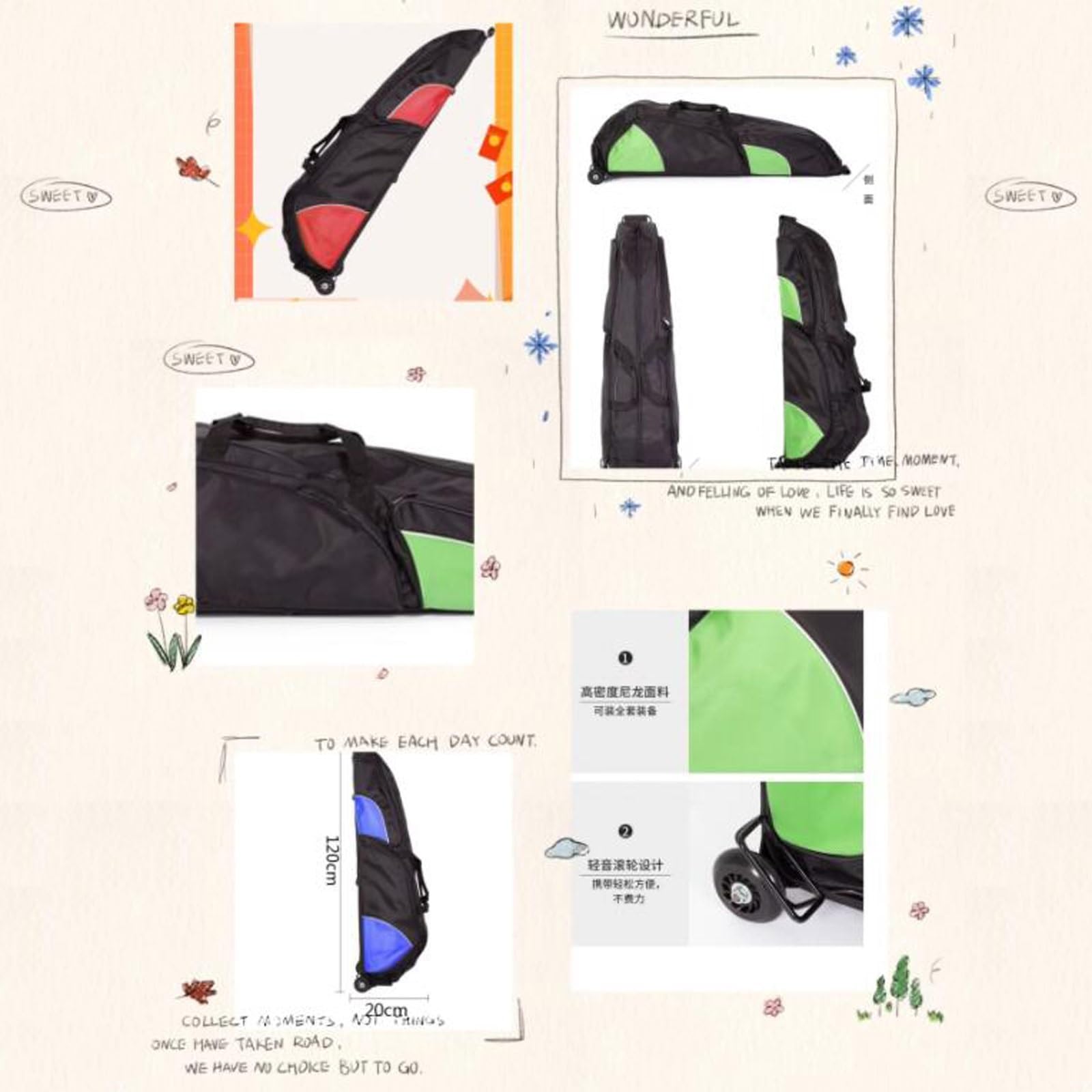 Esgrima Draw-Bar Rueda Bolsa Espada Multifunción Espada Carying Bolsa Gran Capacidad Esgrima Profesional Espada Bolsa