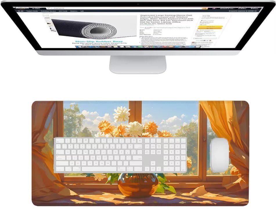 Mouse pad grande gaming de 800x400 mm para PC de escritorio con base de goma protectora 3