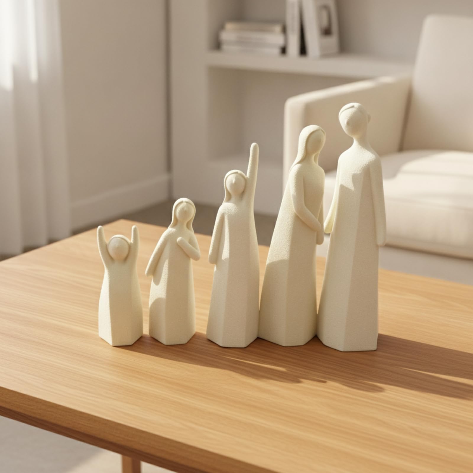 Scultura Concettuale Statua | Effetto Pietra, Minimalista, Scultura con Cinque Figure, per Libreria, Scrivania