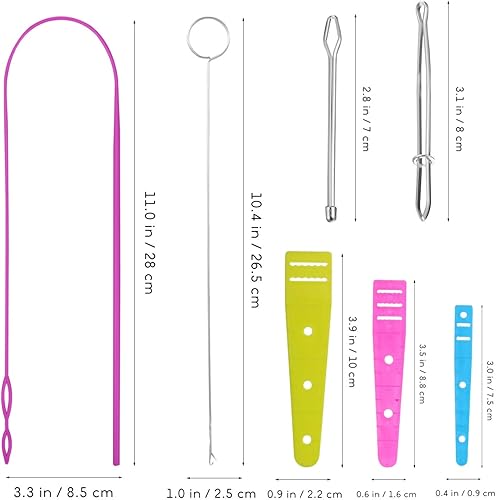 Miniatura 2 de VILLCASE Kit de enhebrador de cordón, 1 juego de tornador de bucle, suministros de costura para cinturones de tela, tiras de accesorios de tejido