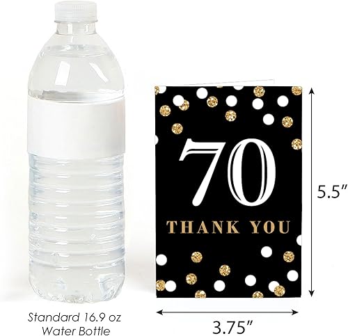 Miniatura 3 de Big Dot of Happiness Tarjetas de agradecimiento para adultos de 70 cumpleaños  dorado  8 unidades