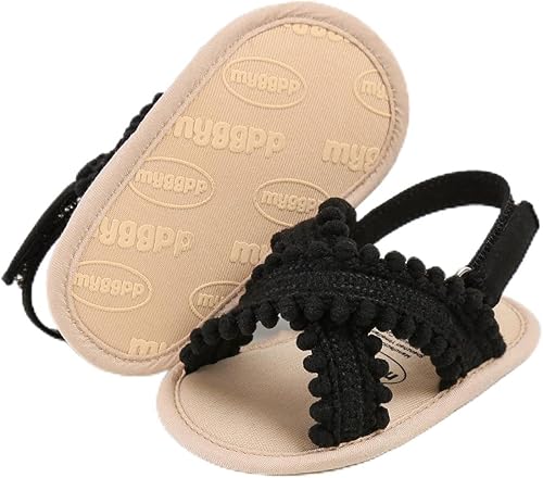 SOFMUO Sandalias para bebés y niñas, suela suave de primera calidad, para interiores, planas, para recién nacidos, ligeras, cómodas, zapatos de
