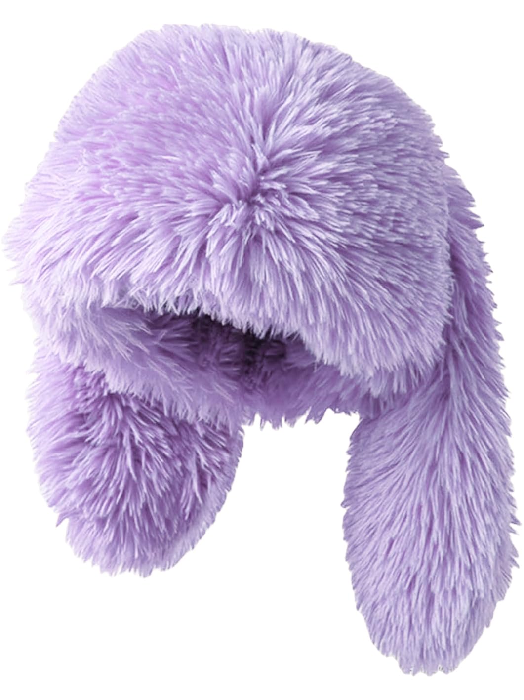 Bunny Ears Hat Fuffy Bunny Hat Cute Y2K Furry Rabbit Beanies for Indoor Outdoor Festival Party, Purple, One Size