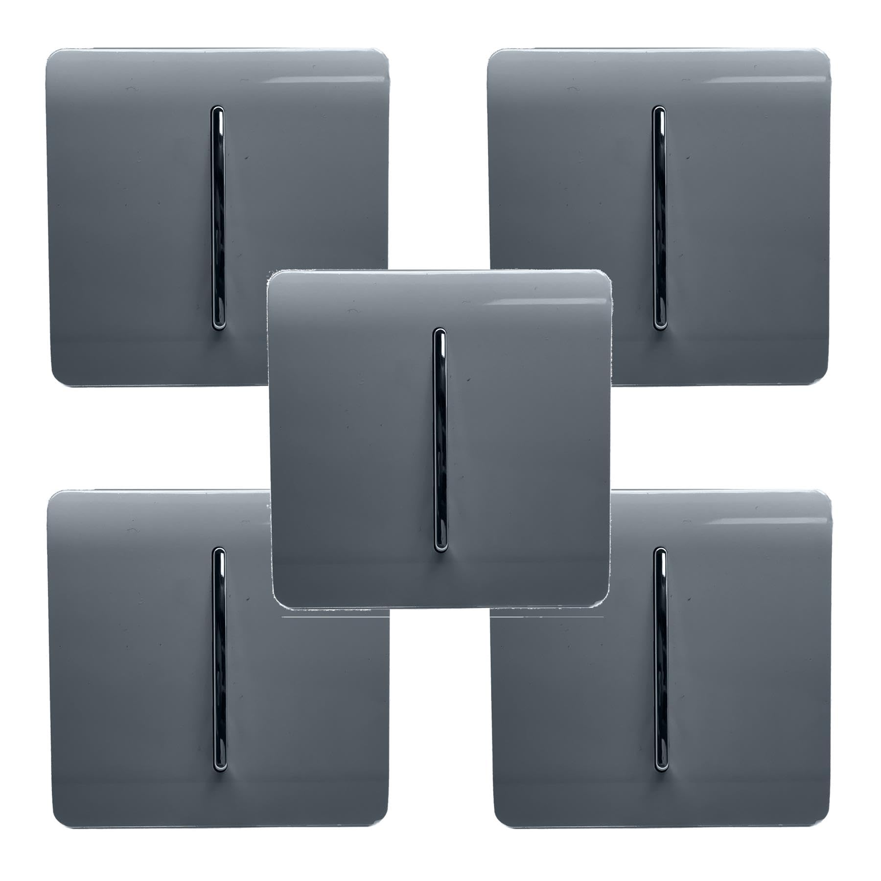 B&Q -  Trendi Modern 1 Gang 1 Or 2 Way Screwless Rocker Light Switch In Warm Grey (Pack Of 5)