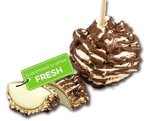 Miniatura 7 de US Sweets Manzanas Granny Smith de Caramelo Enrolladas en Cacahuetes y Rellenas de Chocolate Blanco y con Leche  Delicioso Regalo  Hecho a Mano en