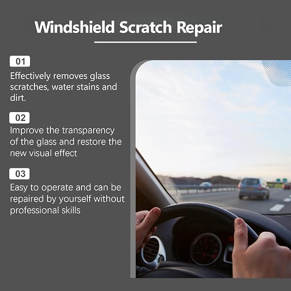 Glass Scratch Remover Kit,Window Scratch Repair with Sponge,Auto Glass Polishing Liquid,Gla/ss Repair Solution,Removes Scratches from Car Windshield & Home Gla/ss,Car Window Screen Cleaner Kit,120ml - 3