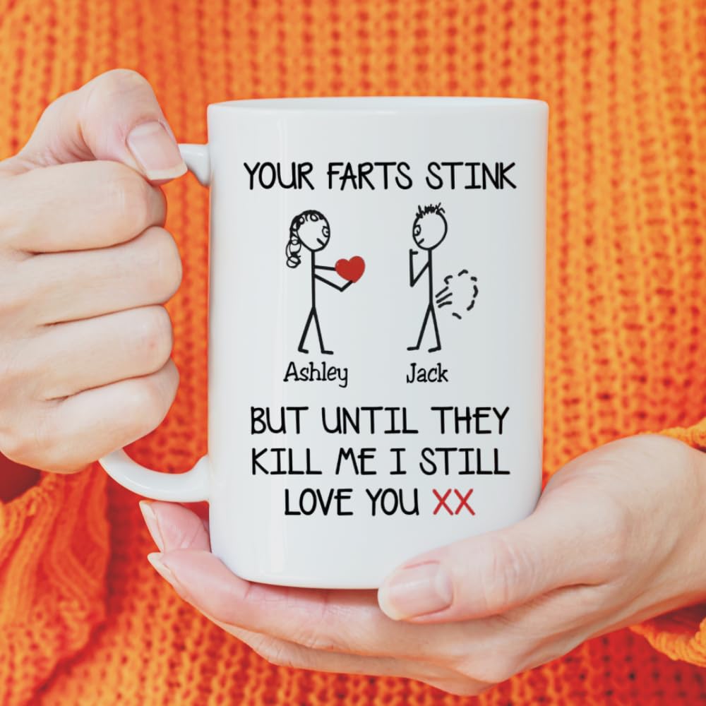 Gift Base Tazza Personalizzata 500ml - Frasi Divertenti 'Your Farts Absolutely Stink' - Idea Regalo Originale