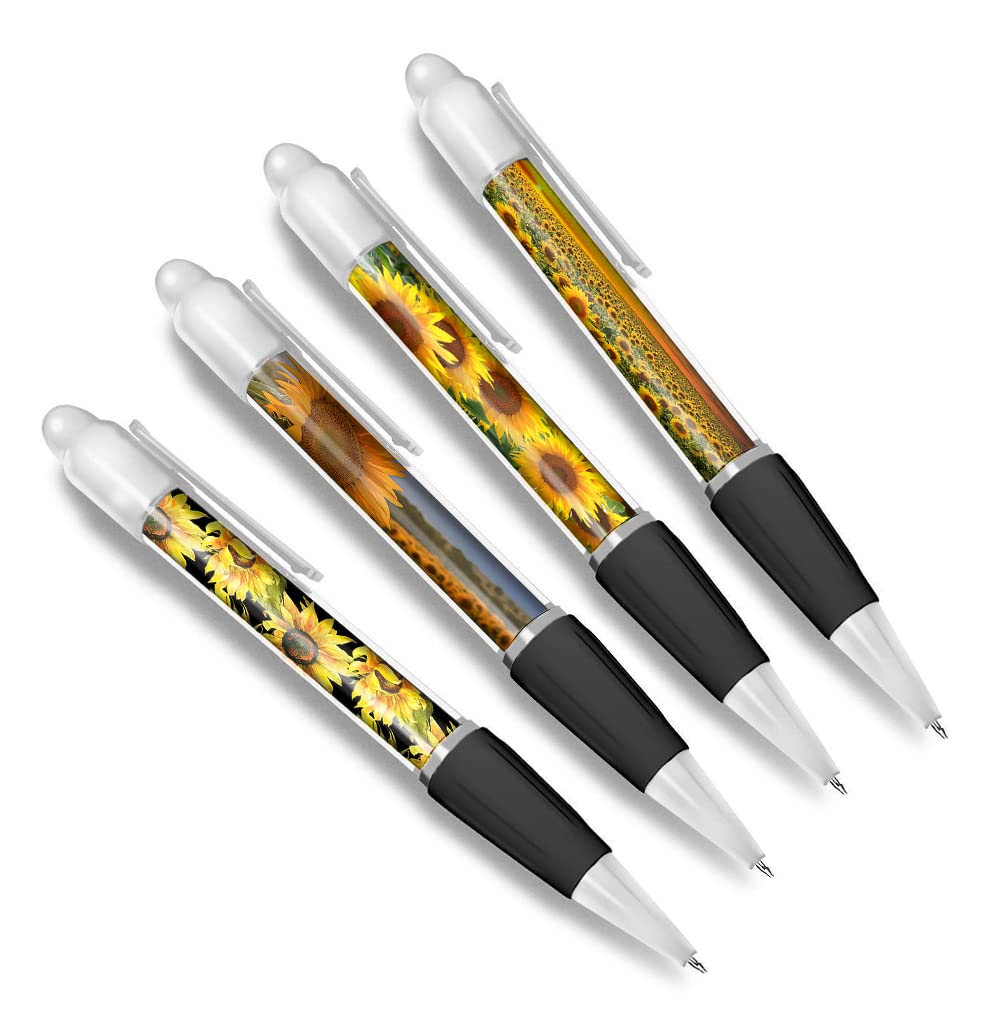 DV DESIGN Set of 4 Sunflower White Ballpoint Pens