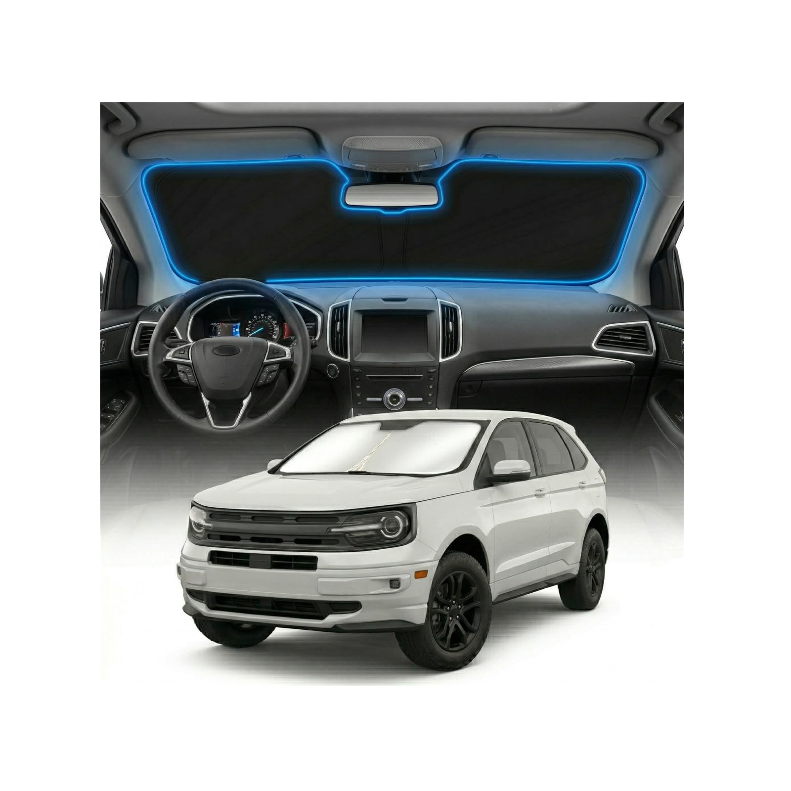 for Ford Bronco Sun Shade Windshield Cover - Custom Fit Bronco Accessories 2021-2024 2025 Sunshade Foldable UV Protection & Heat Shield Sun Visor Accessories — view 39
