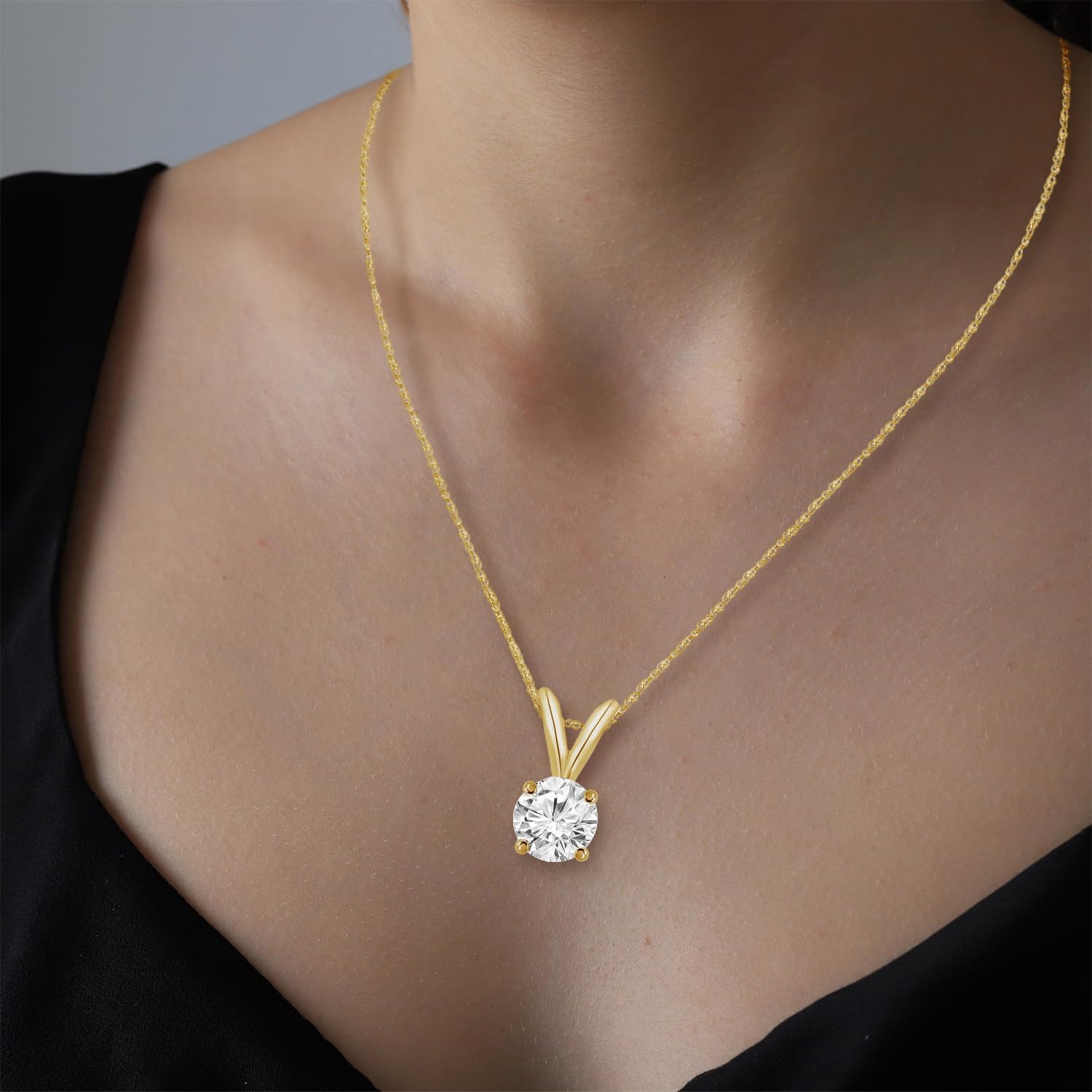 Houston Diamond District 0.5-10 Carat Lab Grown Diamond Solitaire Pendant Necklace, Round Cut Solitaire, 4-Prong Setting, Jewelry for Women (E-F, VS) - Image 7