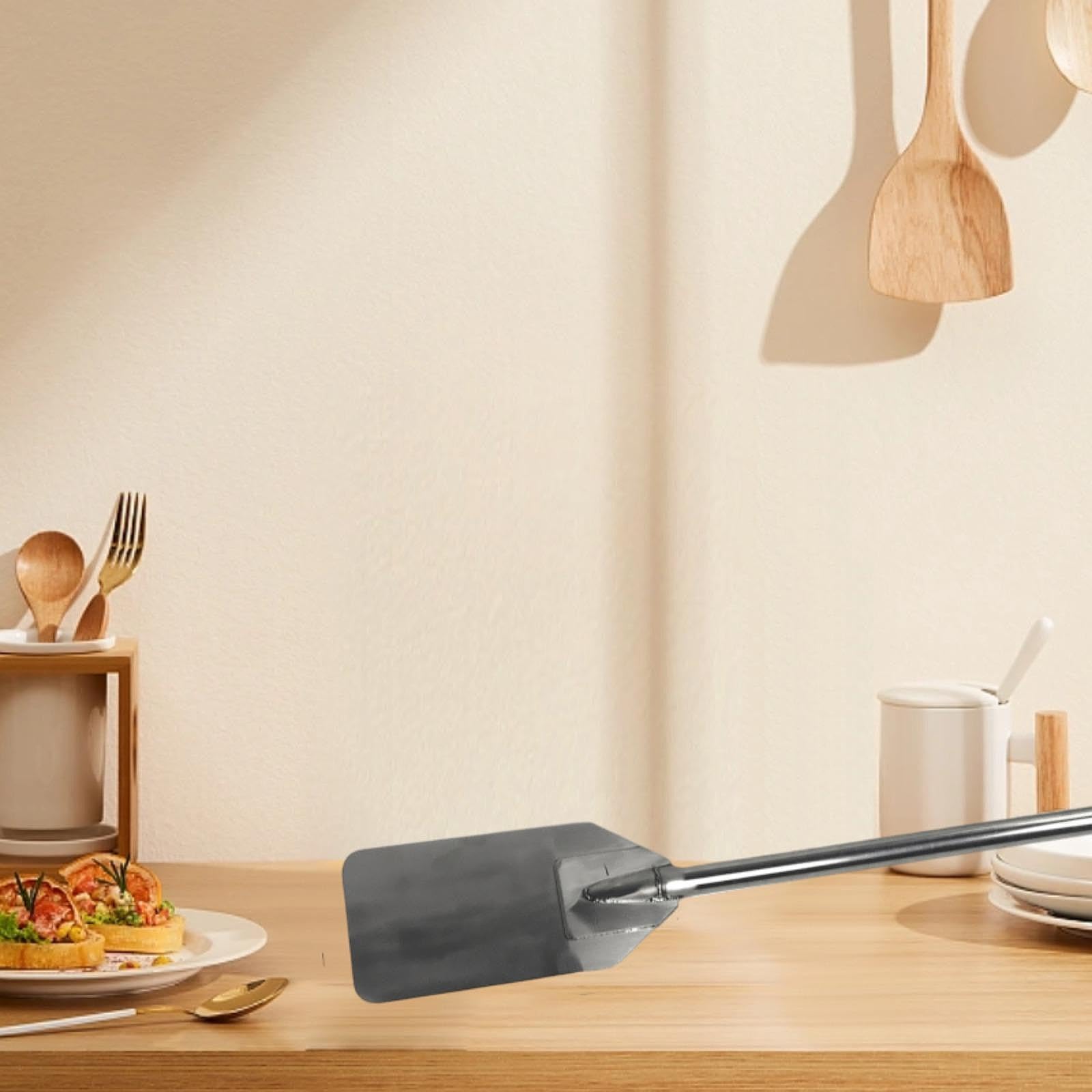 MagiDeal Espátulas de Acero Inoxidable para Mezclar, Resistentes y Resistentes al óxido, de Gran tamaño, con Mango Largo, para cocinar en y en casa, 42 in