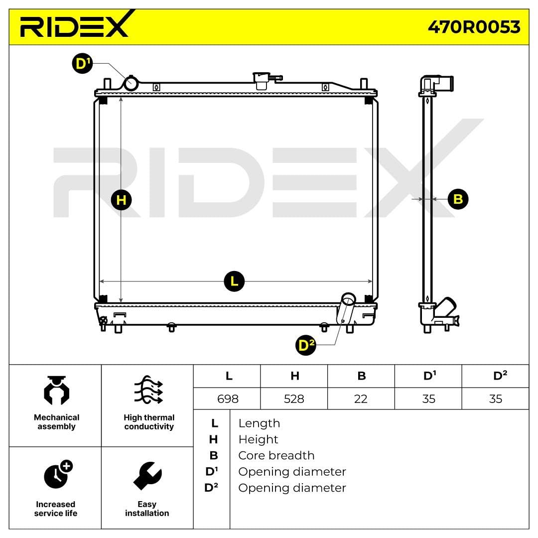 RIDEX 470R0053 Radiatore motore senza telaio Compatibilità con MITSUBISHI PAJERO III V7W, V6W