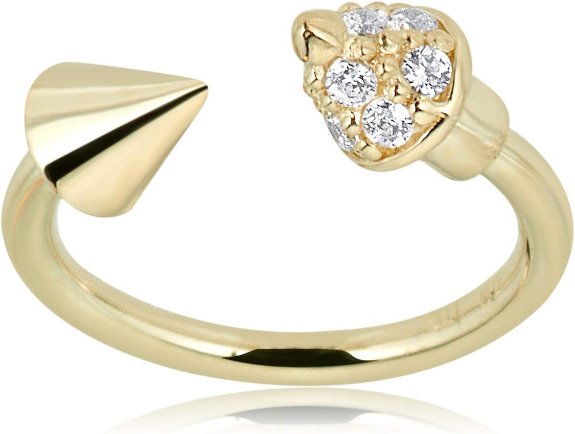 AVORA 10K Yellow Gold Simulated Diamond CZ Spiked Lucky Horseshoe Eyebrow Body Jewelry -018 Gauge