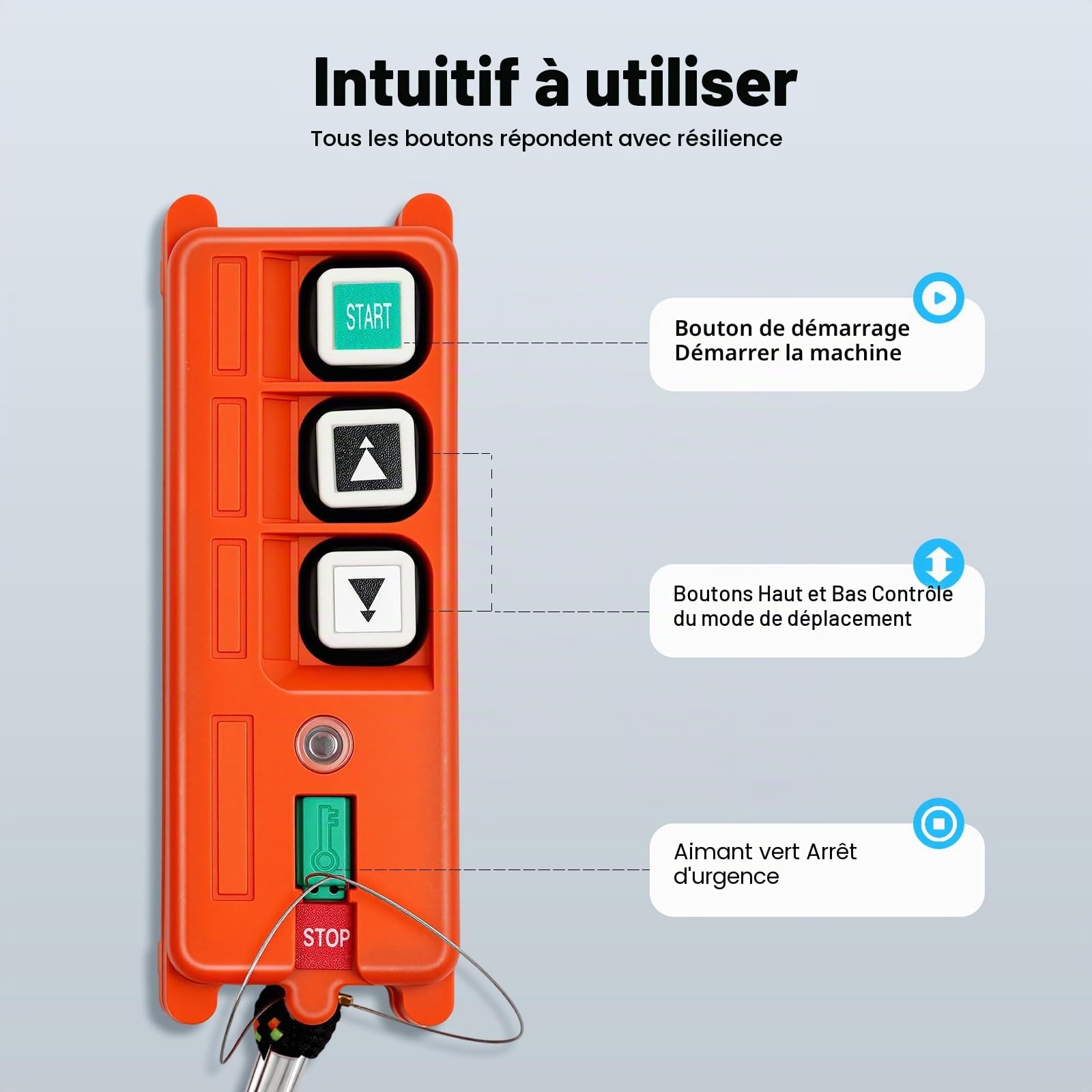 Télécommande de grue sans fil 220 V - Commande de grue sans fil - IP65 - Treuil à câble - Ouvre-porte jusqu'à 100 m - Pour grue de pont, véhicule électrique industriel, treuil, remorque basculante
