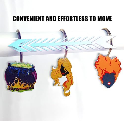 Miniatura 5 de 12 ganchos decorativos de Halloween para cortina de ducha, anillos, accesorios de decoración de baño, metal inoxidable y resina pintada a mano,