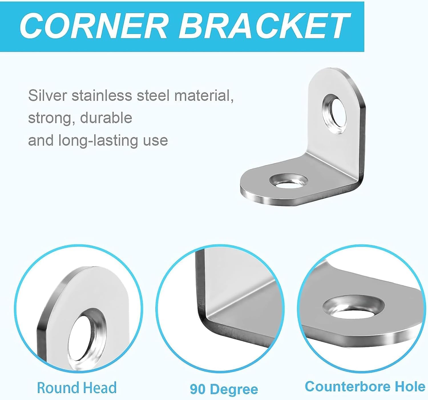 6Pcs L Brackets Stainless Steel 90 Degree Shaped Angle Corner Bracket with Stainless Screws for Fixing Furniture Tables Chairs Door Window Bookshelves (Two Holes, 2x2cm)