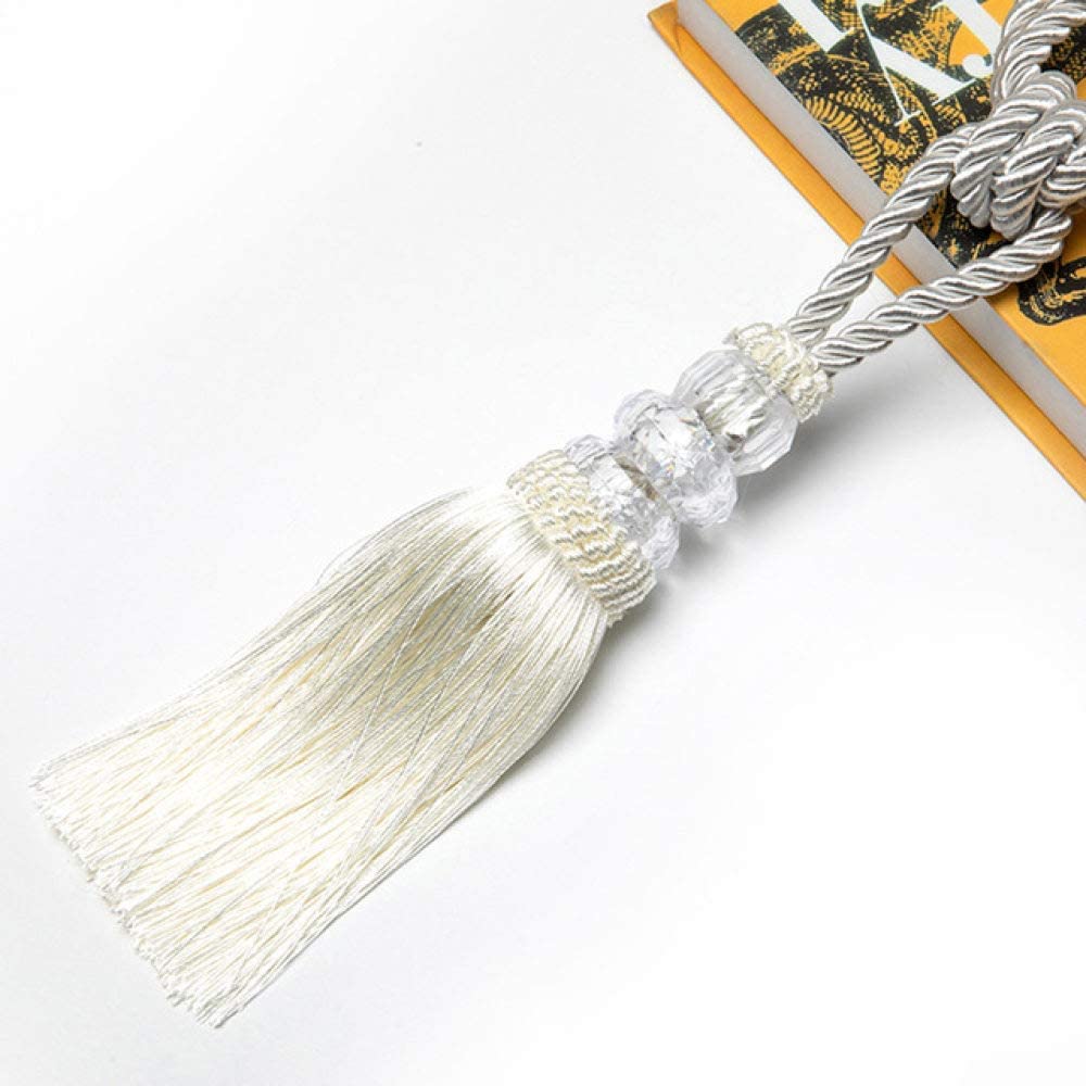 2 alzapaños de cortina con borlas y correas de bola de plástico, accesorios de decoración del hogar para cortinas, color blanco
