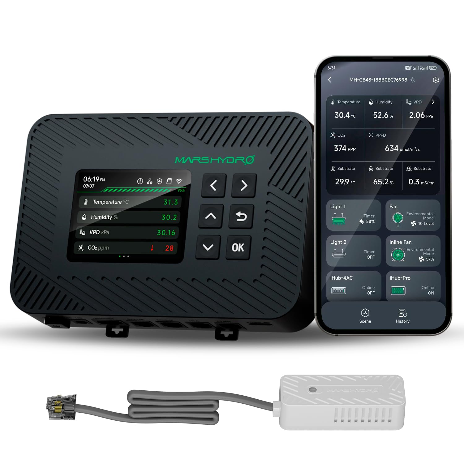MARS HYDRO iControl - Kit completo per Growbox, controller intelligente Grow con funzioni di temperatura, umidità, VPD, timer e ciclo
