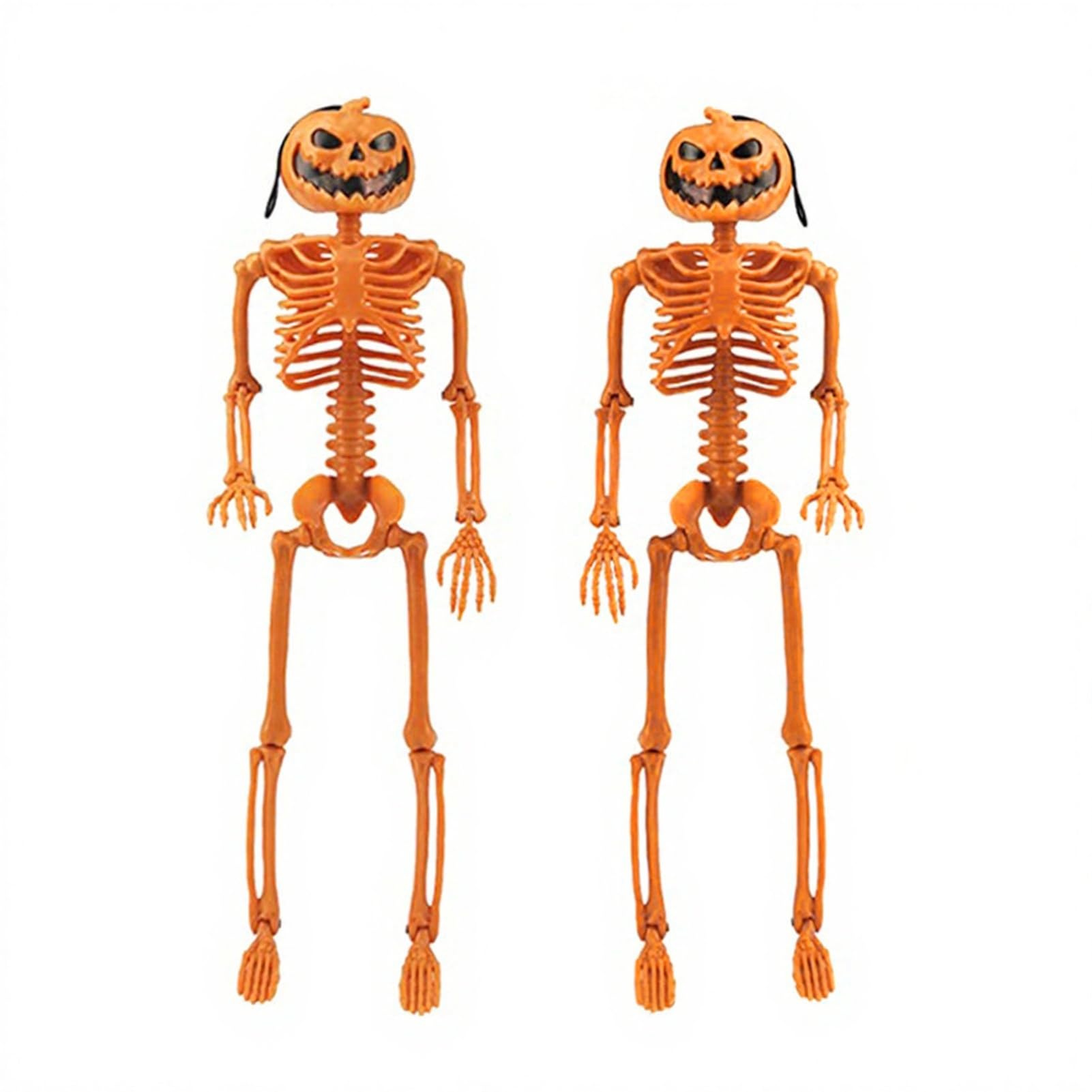 Virelynx 40cm Pumpkin Skeleton Decoration, Posable Jointed Skull Figurine