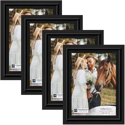 Crossroads Home Décor Juego de marcos de fotos, paquete múltiple, 4-5 x 7, para galería de fotos de pared de Instagram con marco de fotos de vidrio,