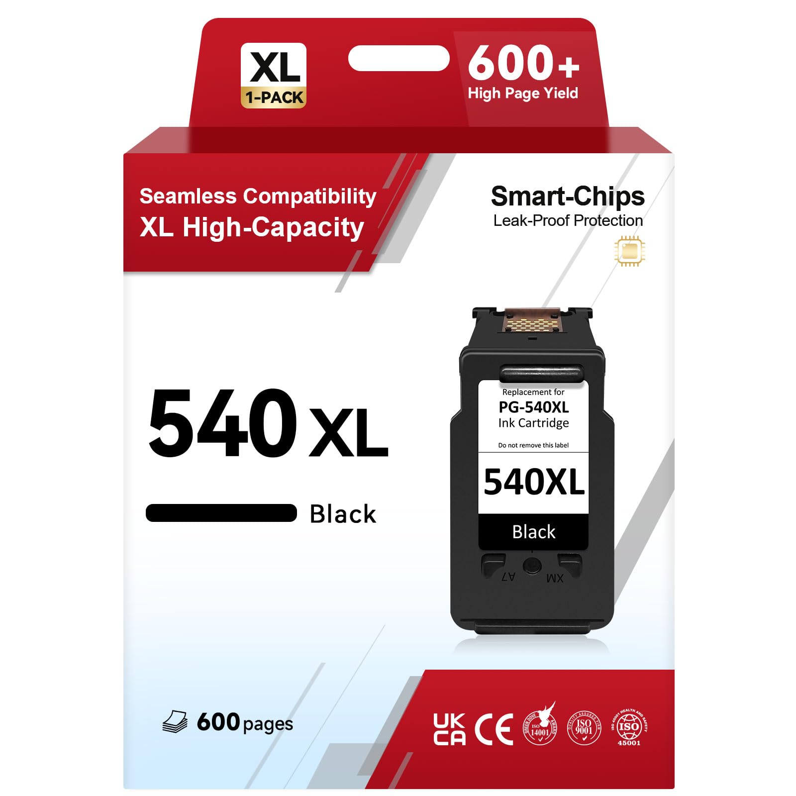 540XL Druckerpatronen-für Canon PG-540XL Original Tintenpatrone Schwarz mit hoher Kapazität-zu 600 Seiten,für Pixma MG3650s MG3650 MG3600 MG3550 MG4250 MX475 TS5151(1 x Schwarz)