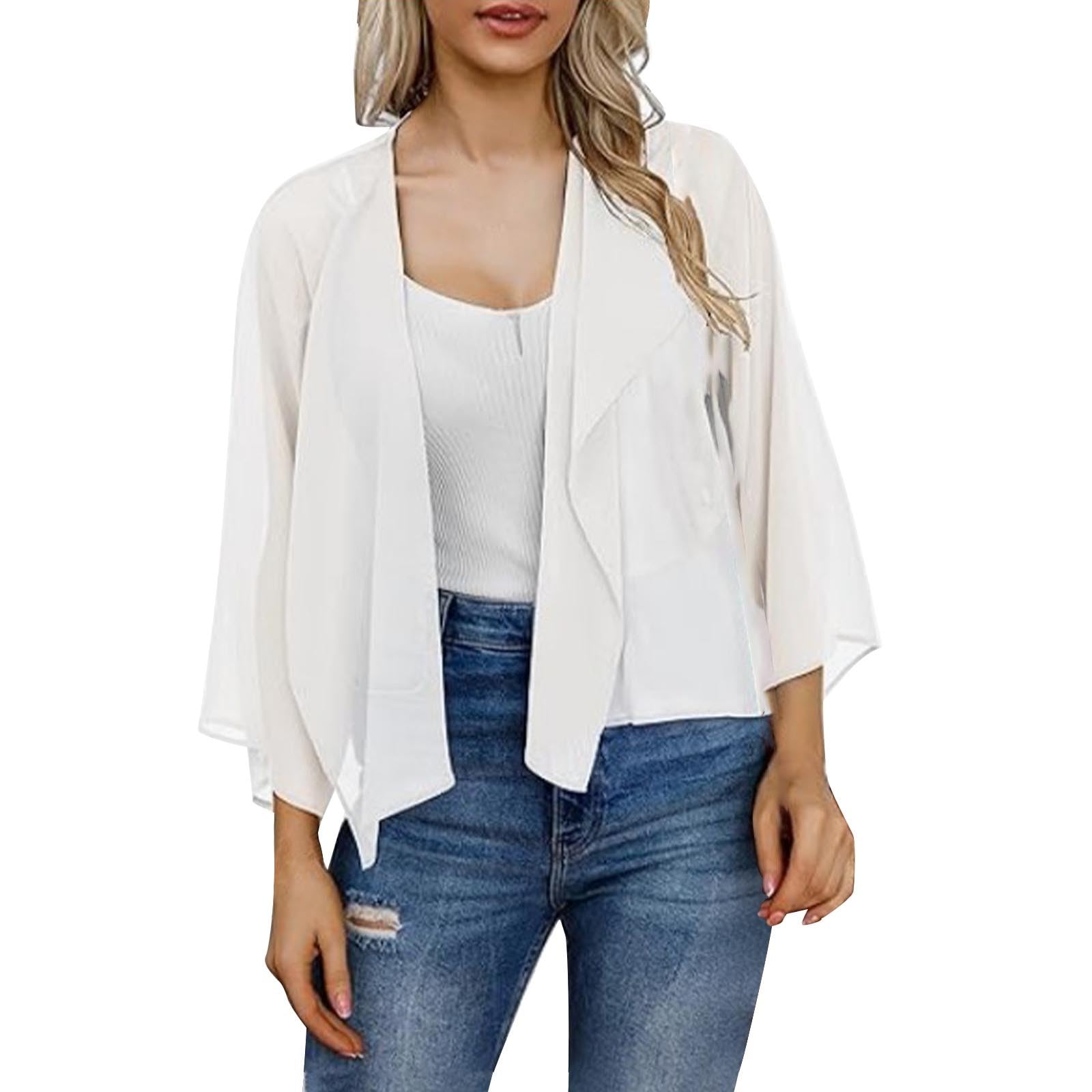 YCBMINGCAN Blusa de verano para mujer, informal, manga corta, kimono, cubierta de playa, cárdigans de plumero