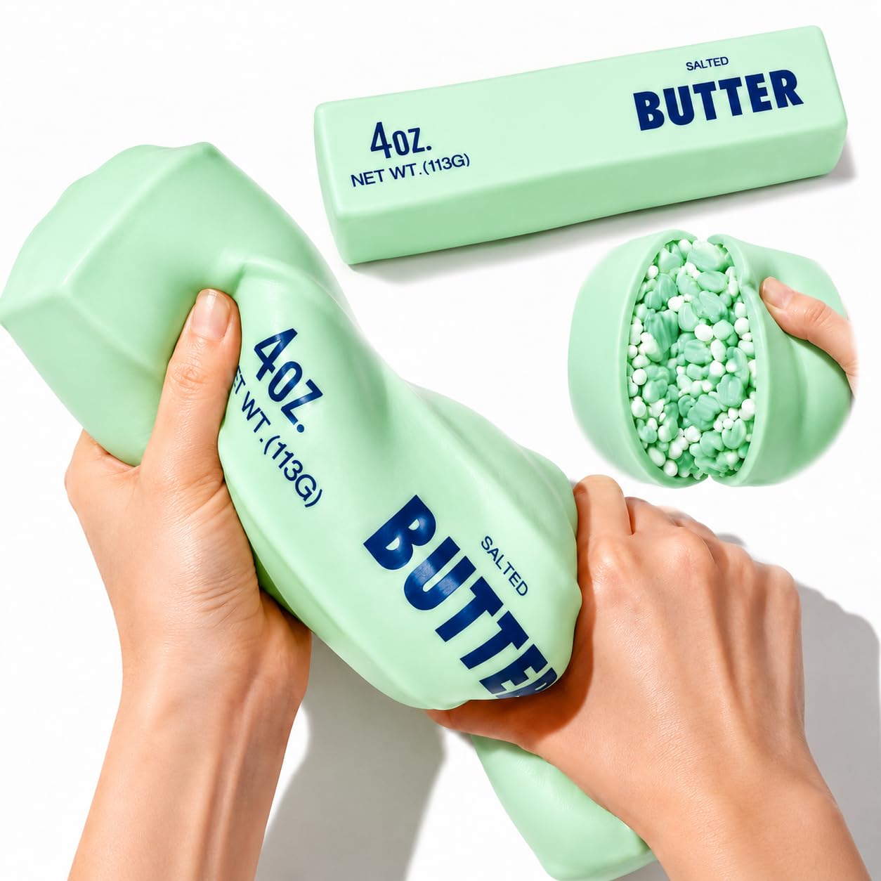 Giant Crunchy Butter Squishy, 25cm Jumbo Big Butters Squeeze Stress Balls, Realistic Bead Filled Crunchy Squishies Stress Ball, Cute Squeeze Sensory Fidget for Adults Office Anxiety Relief (#A)