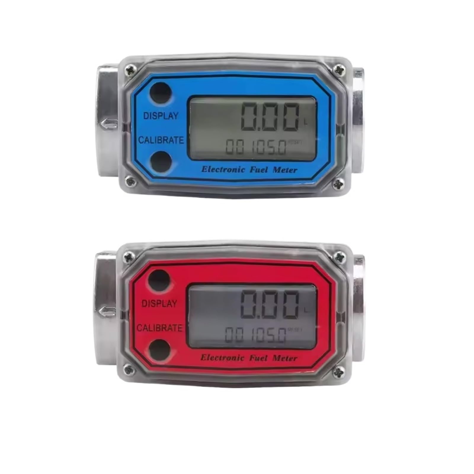 1 unidad de caudalímetro digital de turbina de líquido, indicador electrónico de flujo, PCB, for combustible, gasolina, queroseno, metanol y sensor de agua(Blue)
