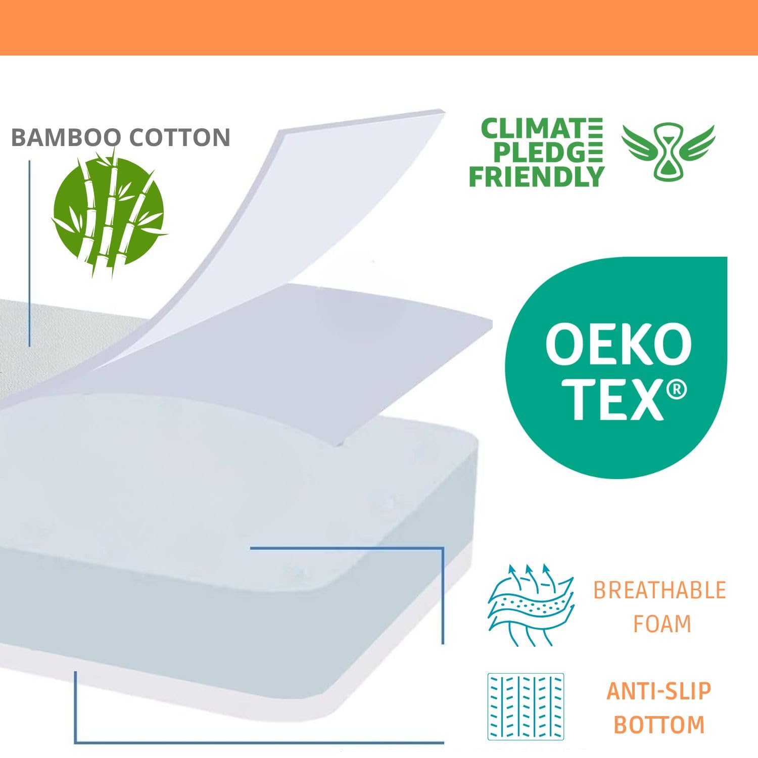 Colchón Cuna Premium 120x60x10cm para Bebé-Maximo Confort- Funda Tela Interior-Base Antideslizante-Cubierta Extraíble de Algodón de Bambú con Tejido 3D- Hipoalergénico y Transpirable-Oeko Tex