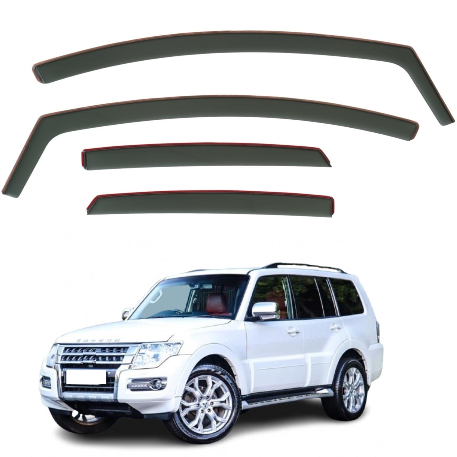 Lot de 4 déflecteurs d'air compatibles avec Mitsubishi Shogun/Pajero 2008 2009 2010 2011 2012 2013 2014 2015 2016 2017 2018.