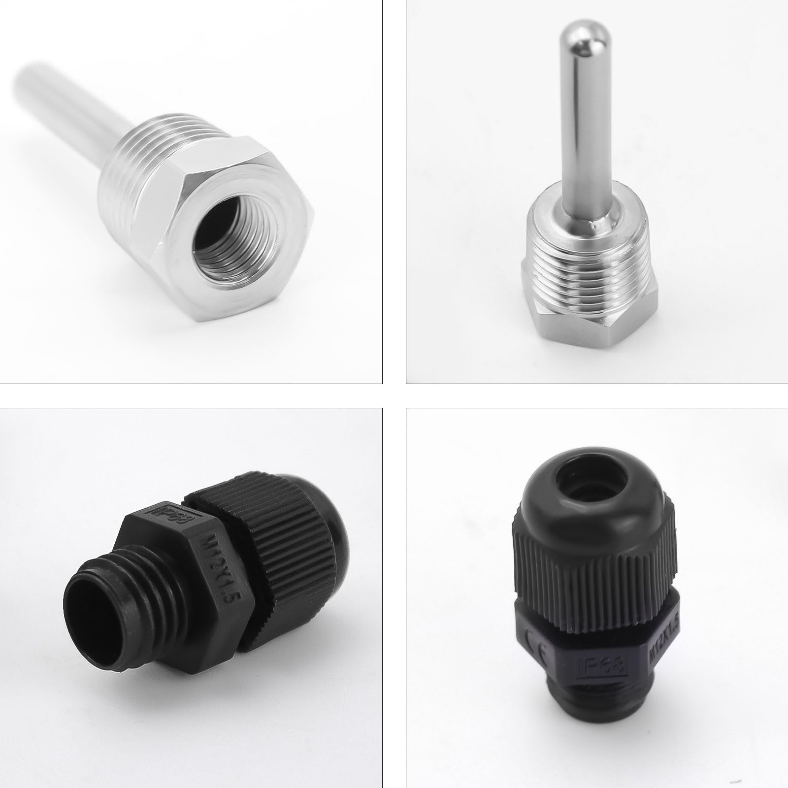 2 manicotti sommergibili in acciaio inox da 1/2", 8 × 50 mm, Thermowell, tubi di protezione per immersioni, termocoppie, sonda di temperatura, in acciaio inox, per sensore di temperatura