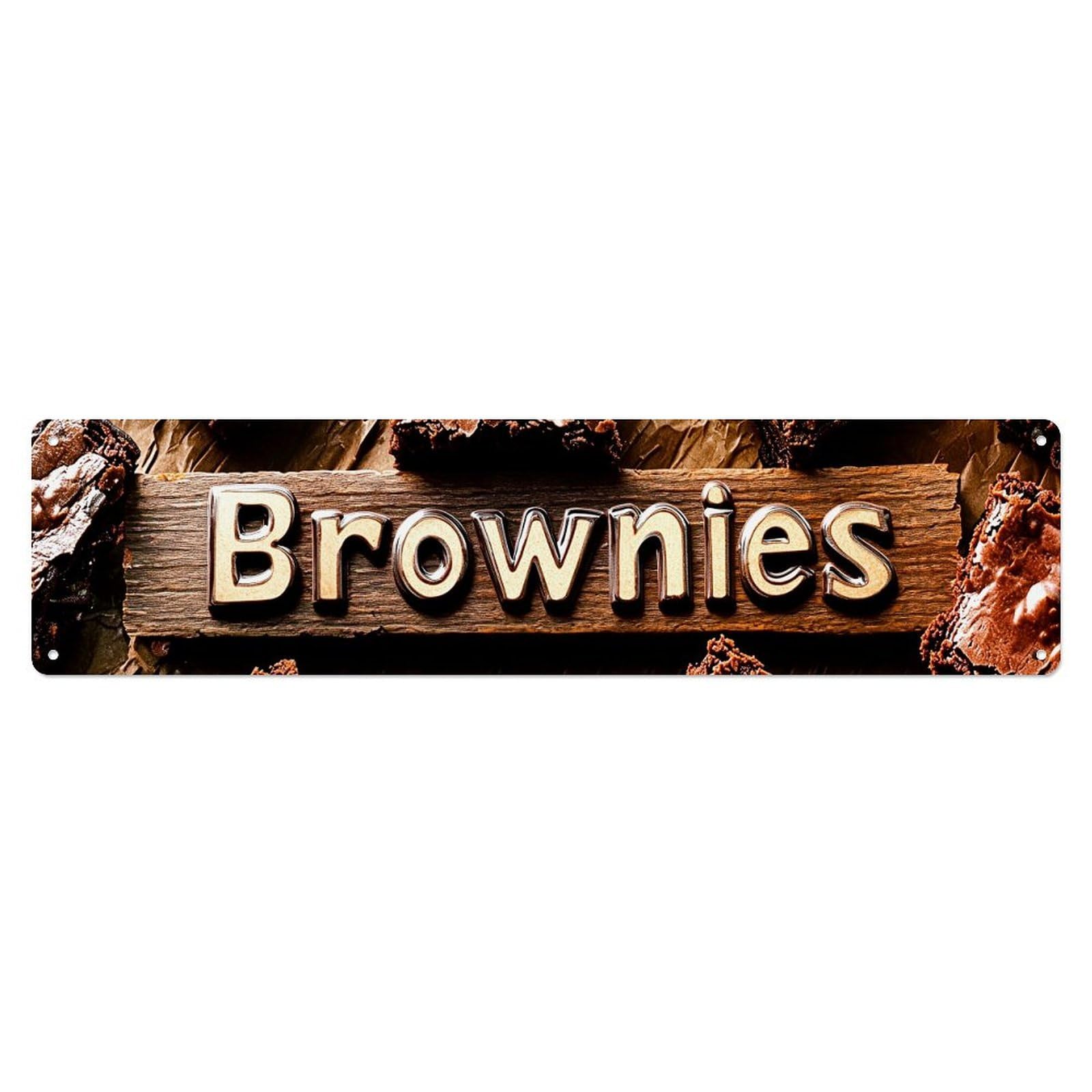 Brownies Word On Wood Metal Tin Sign Plaque