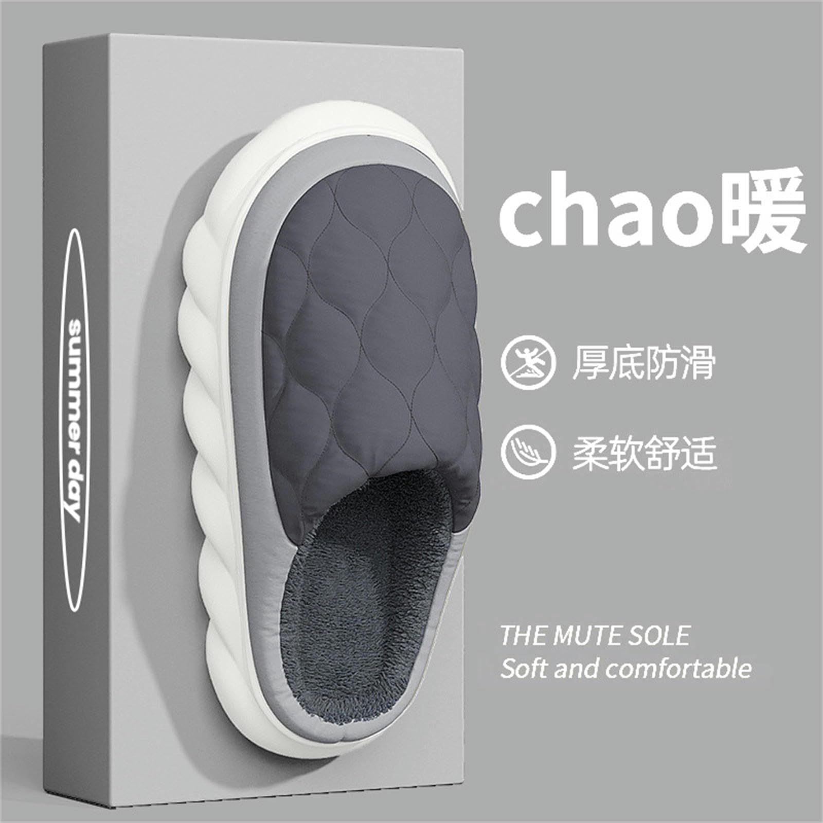 Ciabatte Donna Invernali Pantofole di Cotone da Uomo Senza Slittamento Impermeabile in Cotone Pantofole da Uomo Cupola Calda da Uomo Pantofole-Dark Gray-44-45