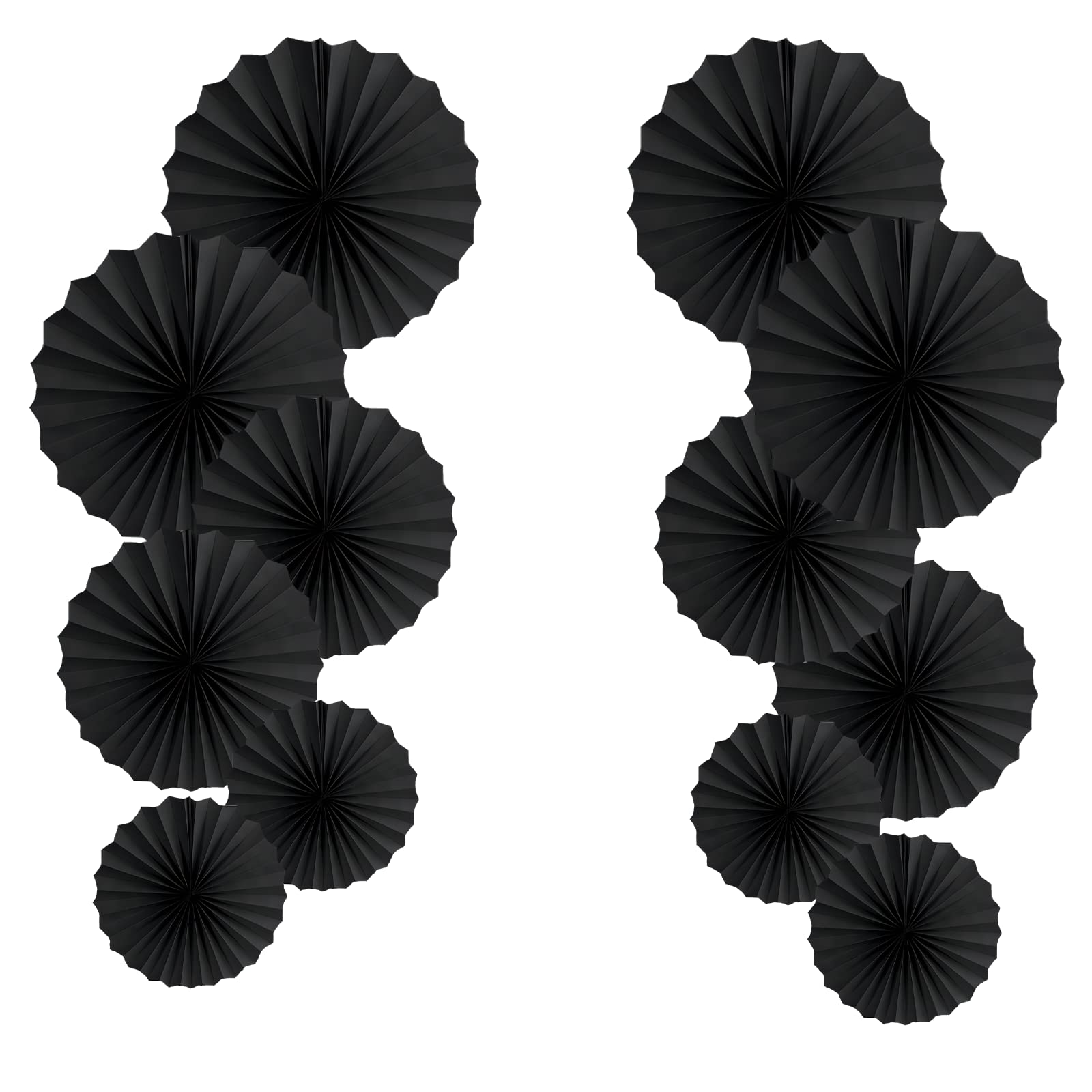 HQZ Black Party Hanging Fans DIY Set - 12pcs Set Pinwheels Fan DIY Paper Craft for Wedding, Birthday, Christmas Party Decoration