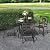 NUU GARDEN 5 Piece Outdoor Dining Set Wrought Iron Patio Furniture, 4 Stackable Dining Chairs and Square Dining Table with Umbrella Hole for Lawn, Backyard, Balcony, Black