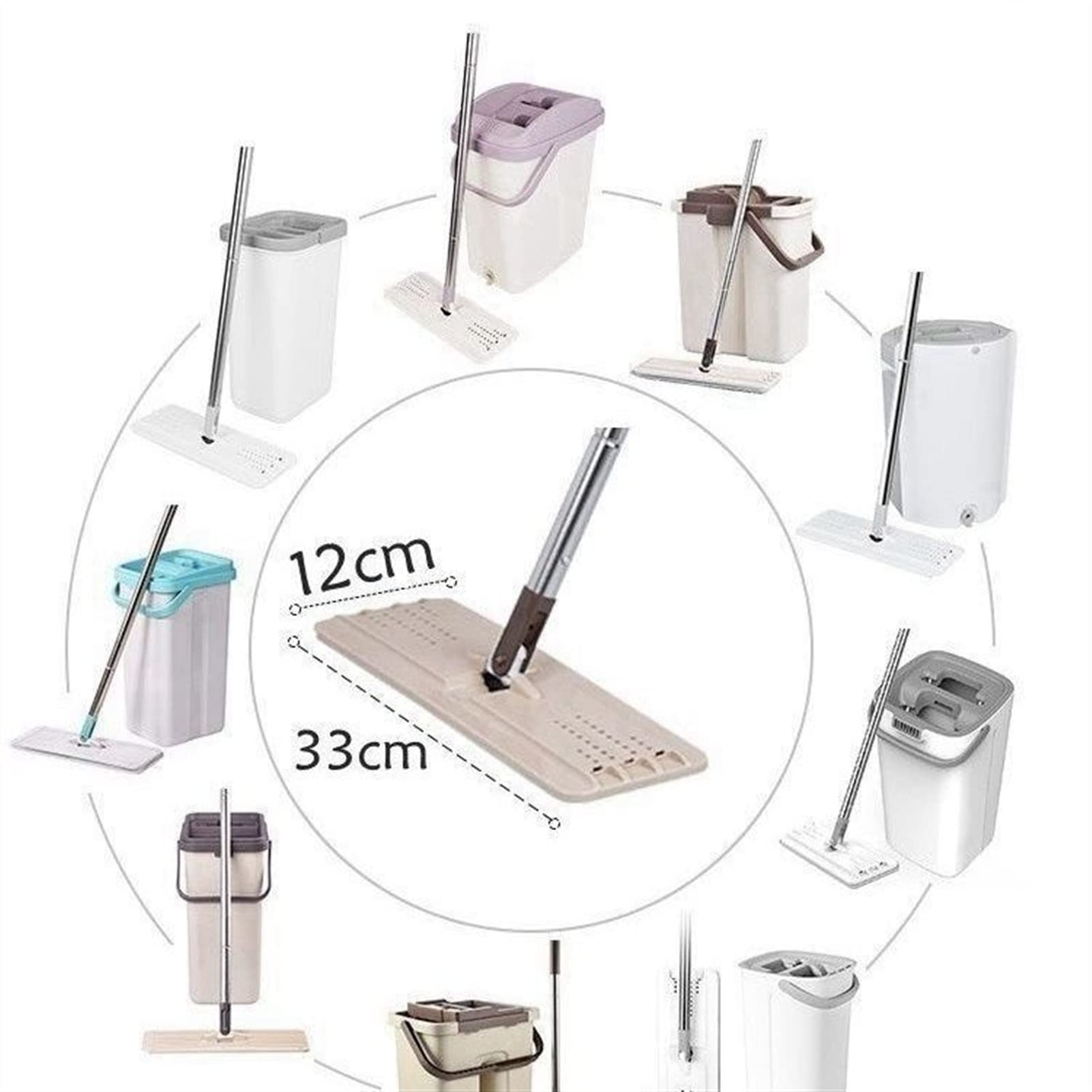 Bodenwischer Hände frei Wäsche Squeeze Mop mit 3 Mikrofaser-Pads Self Wringing-Reinigungsboden-Mopp, 360-Grad-Spin, trockener und nass Flachmop Wischmopp (Color : Green Within 1 pad)