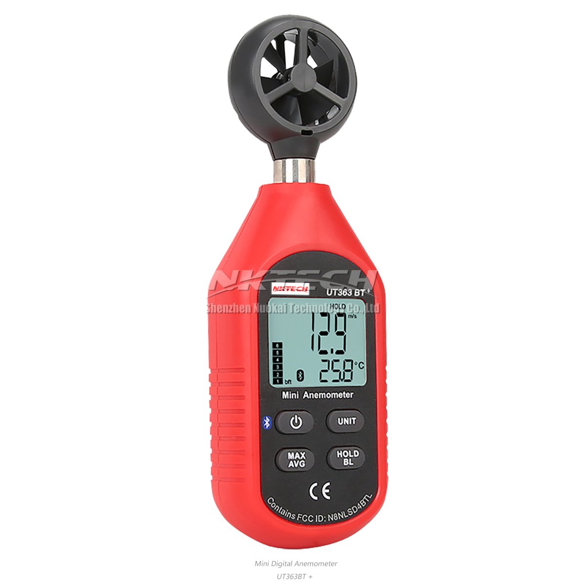UT363BT - Misuratore digitale Bluetooth per anemometro di velocità del vento, per tempo massimo/min, raccolta dati meteo per attività all'aperto, windsurf, vela, surf, pesca con cacciavite TL-1