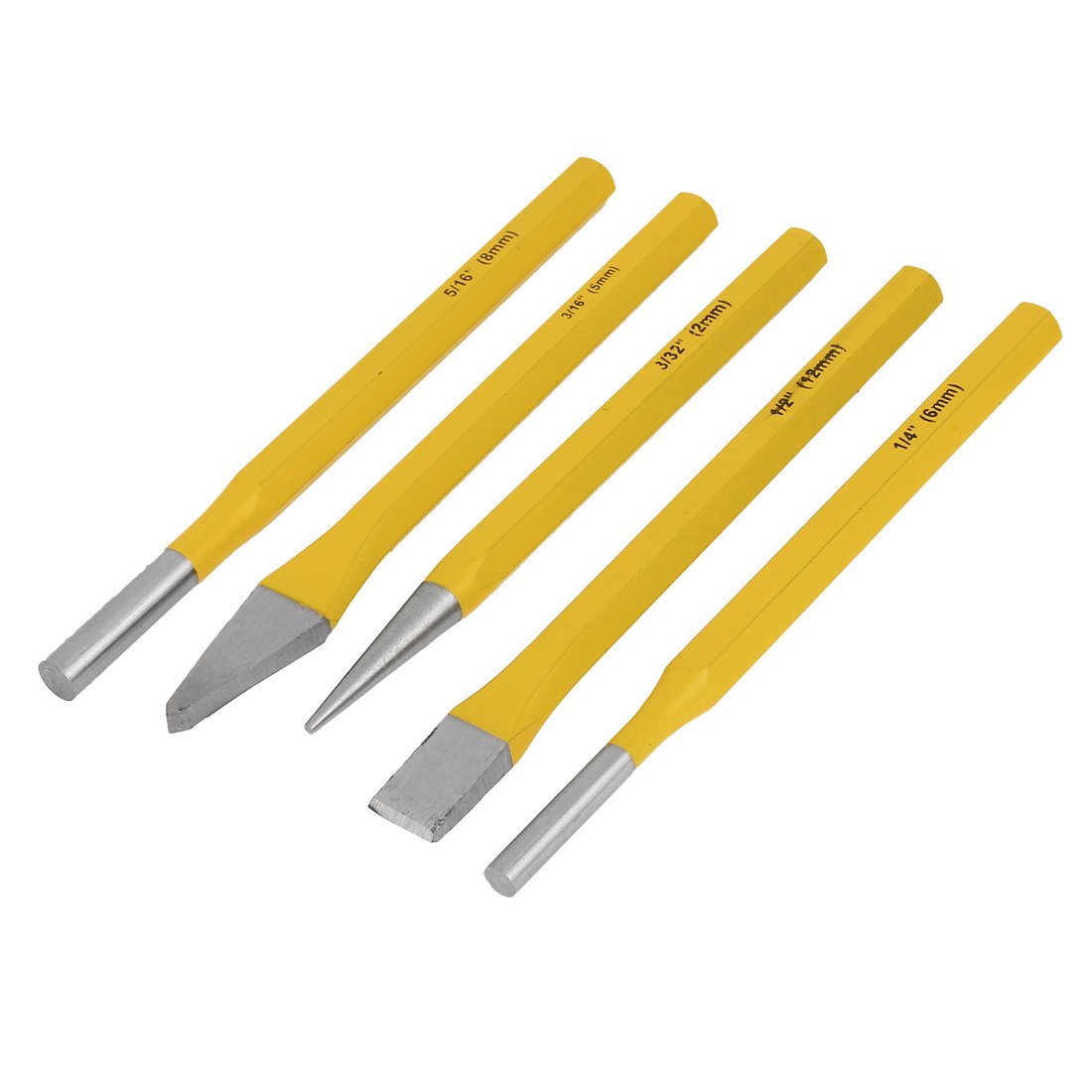 Aexit Master Mechanic Special Tool Hex Drill Hole Cold Cape Taper Pin Punches Chisel Set Tool 5pcs Model:68as497qo186