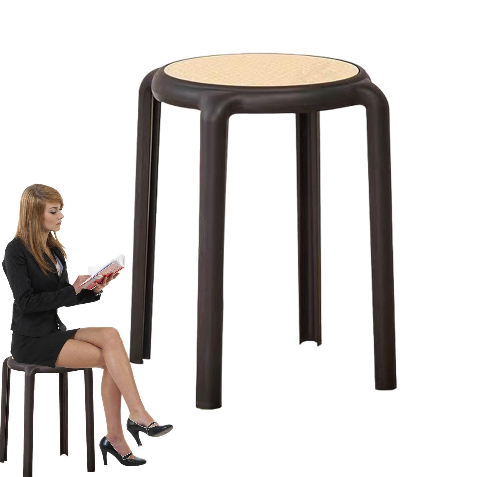 Tabouret empilable pour salle de classe et adultes en bois nu assise ronde