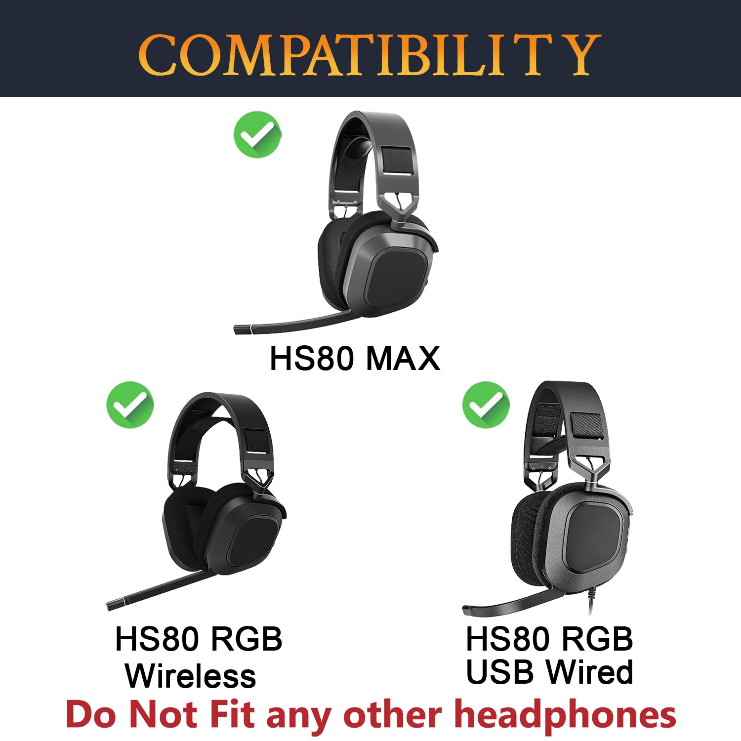 SOULWIT Kühlgel Ersatz Ohrpolster für Corsair HS80 MAX/ HS80 RGB USB Wired/HS 80 RGB Wireless Gaming-Headsets mit Ersatzpolster aus High-Density-Schaumstoff zur Geräuschisolierung