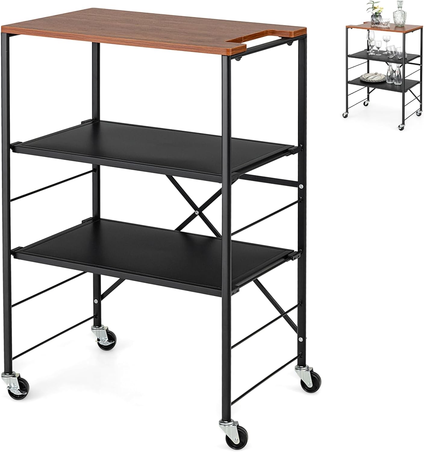 GiantexUK 3Tier Storage Shelving Cart, Kitchen Rolling Serving Trolley