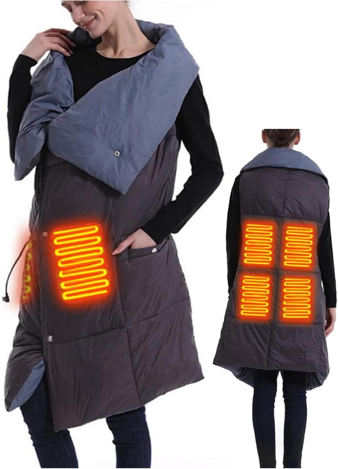 Alkkof Heated Blanket Battery Operated Portable, Wearable Heated Poncho