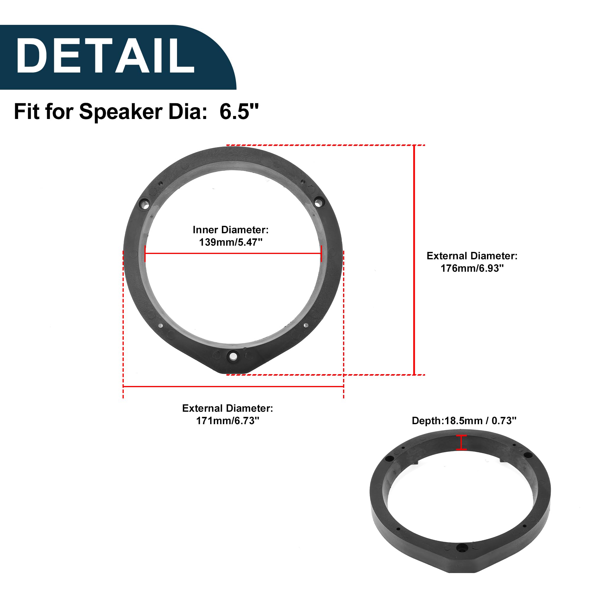 Anillo Espaciador De Altavoz Adaptador De Altavoz Tweeter Para Honda Accord 2008-2012 Impermeable Negro 2 pc