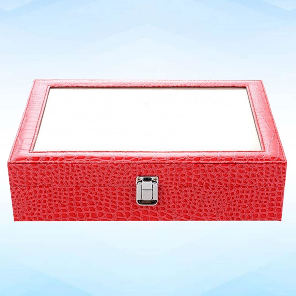 Zerodeko Pu Brillen Displaybox mit 8 Fächern in Rot für Sonnenbrillen