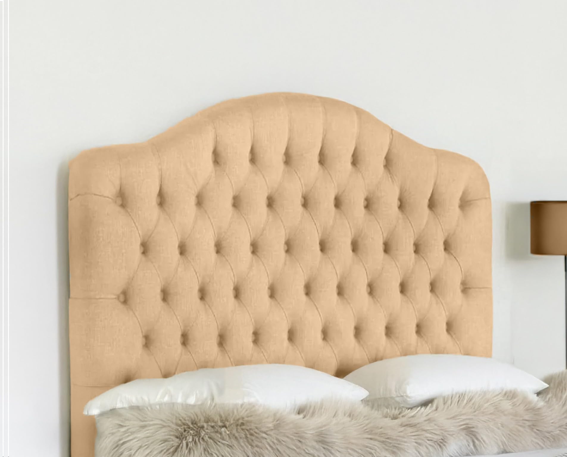 ELEGANT DESIGN DEWSBURY HEADBOARD IN PLUSH FABRIC - LUXURY HEADBOARDS IN 3FT, 4FT, 4FT6, 5FT, 6FT - 30" HEIGHT (Mink, 3FT SMALL SIZE)