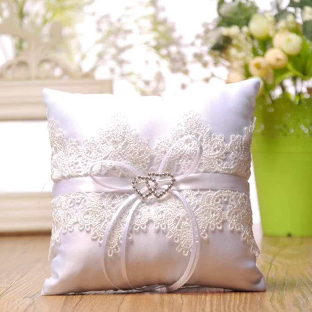 Lace Pearl Wedding Ring Pillow Ivory Cushion Bearer for Beach Wedding Pillow Ring Pillow Embroidered
